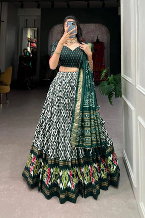 Stylish Ikkat Print Lehenga Choli with Foil Work