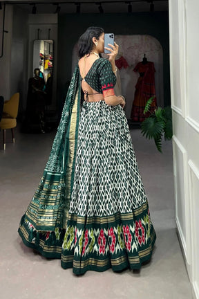 Stylish Ikkat Print Lehenga Choli with Foil Work