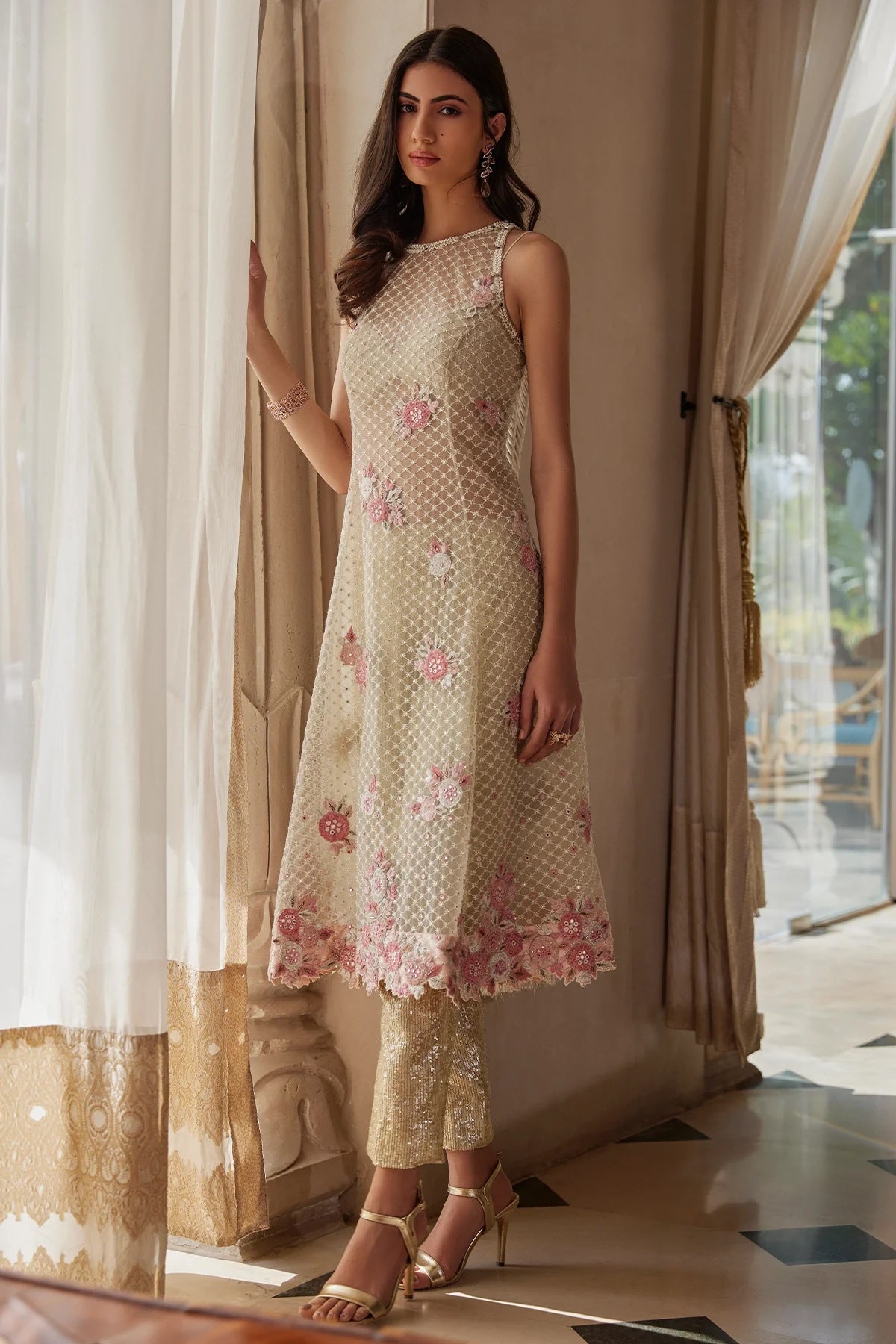 Nude & Pink Indo Western Outfit | Stylish and Elegant Fusion Wear