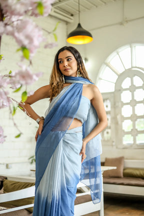 Bollywood Diva Shaded Blue Chiffon Saree