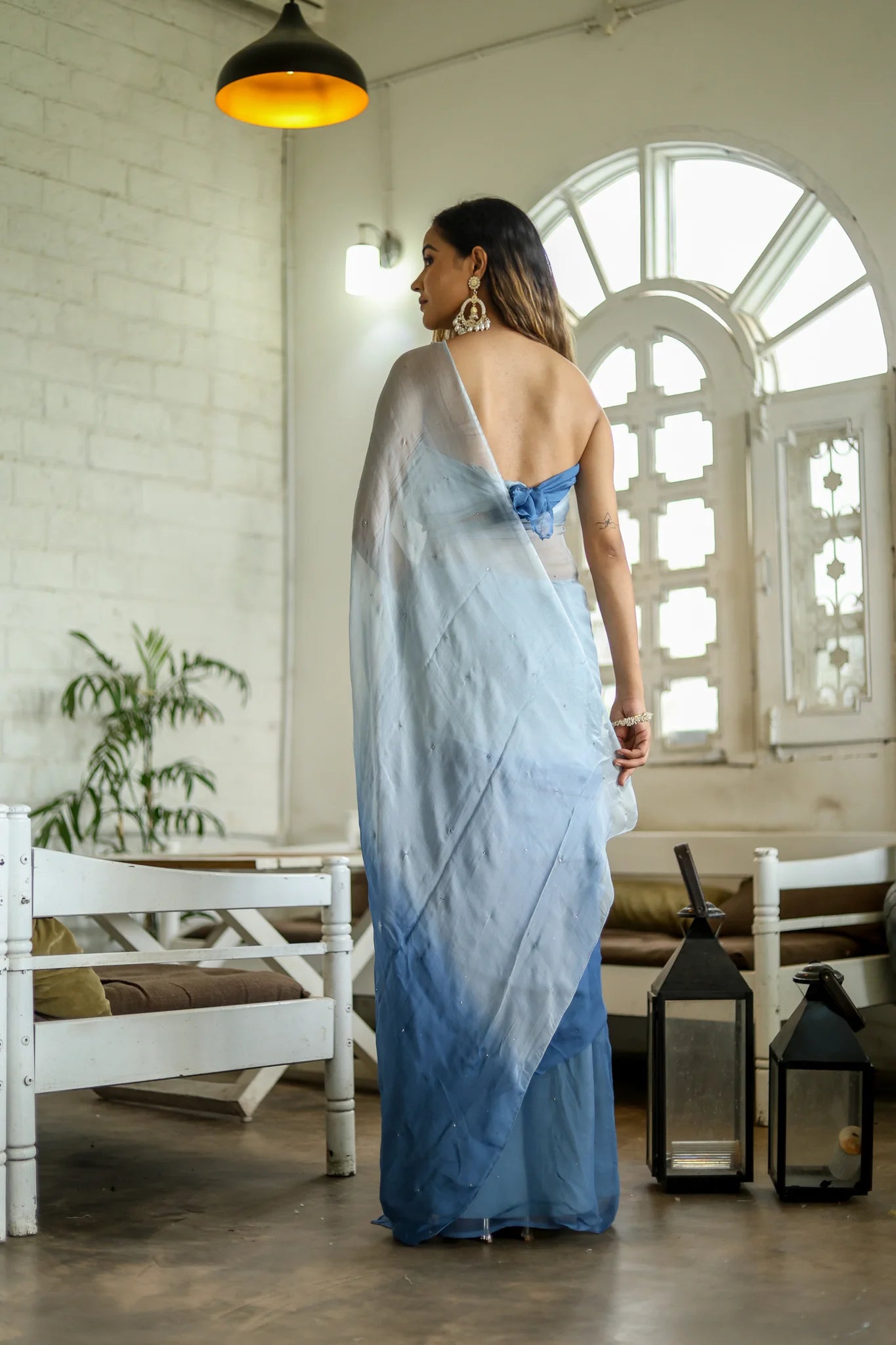 Bollywood Diva Shaded Blue Chiffon Saree