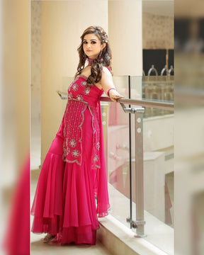 Beautiful Indo-Western Peplum Style Gharara Outfit | Elegant and Modern Fusion Wear