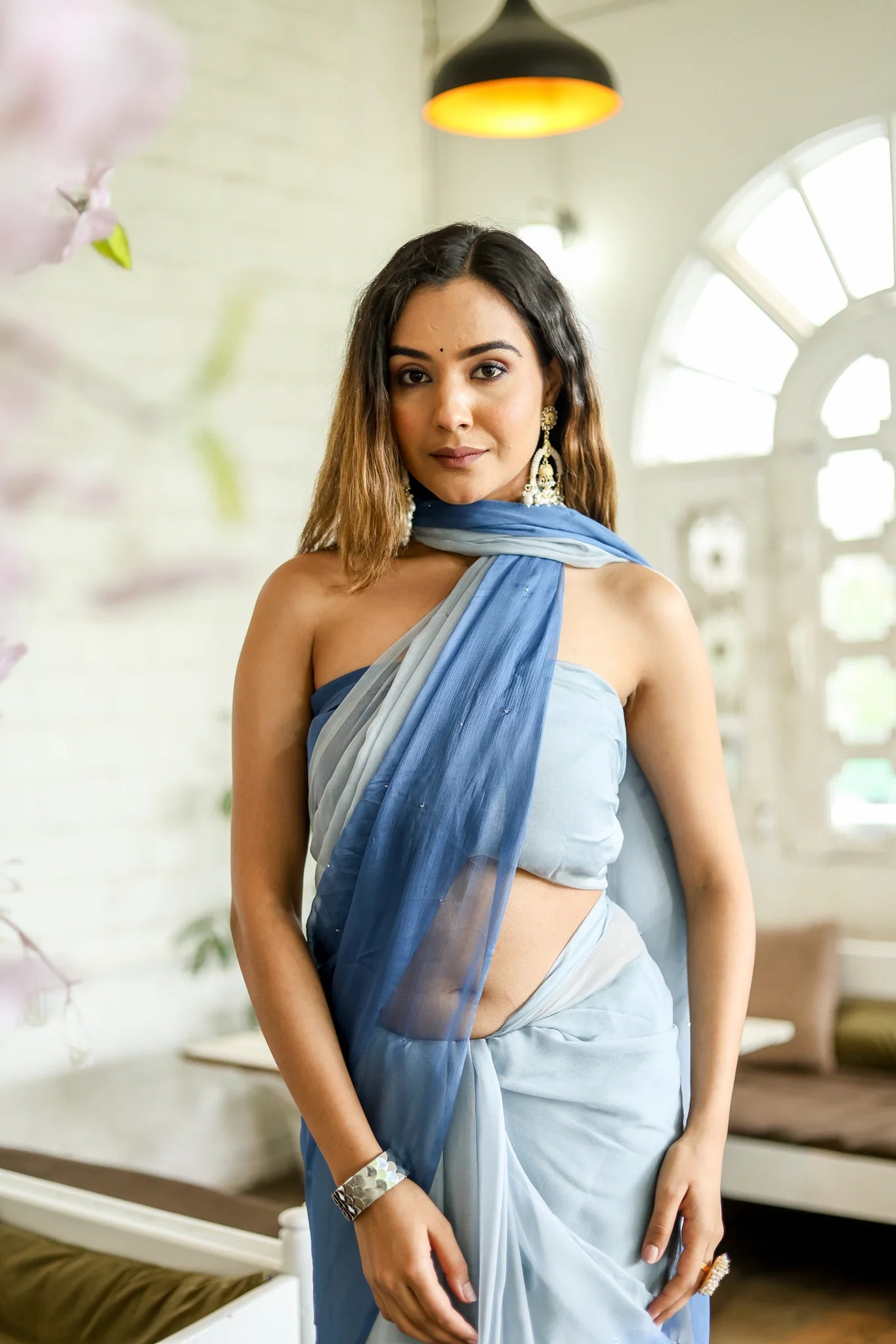 Bollywood Diva Shaded Blue Chiffon Saree