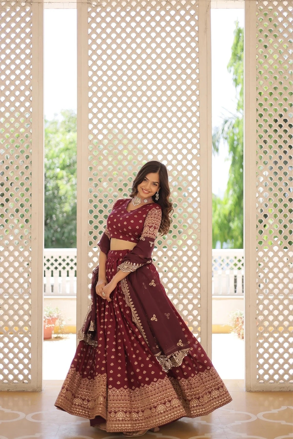 Viscose Jacquard Designer Wedding Lehenga Choli For Bridal Wear