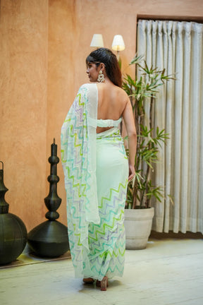 Willow Whisper Chiffon Saree with Lehriya Pattern