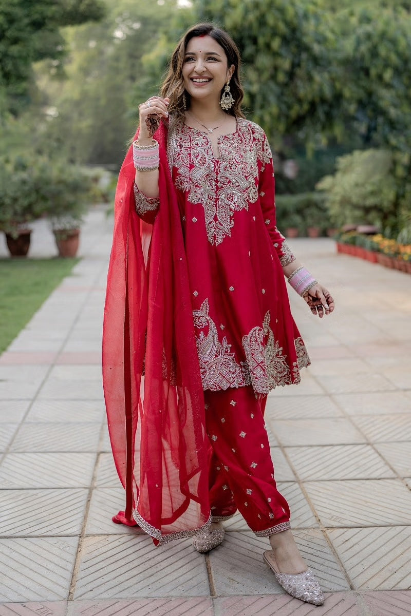 Parineeti Chopra - Red Anarkali and Salwar Set