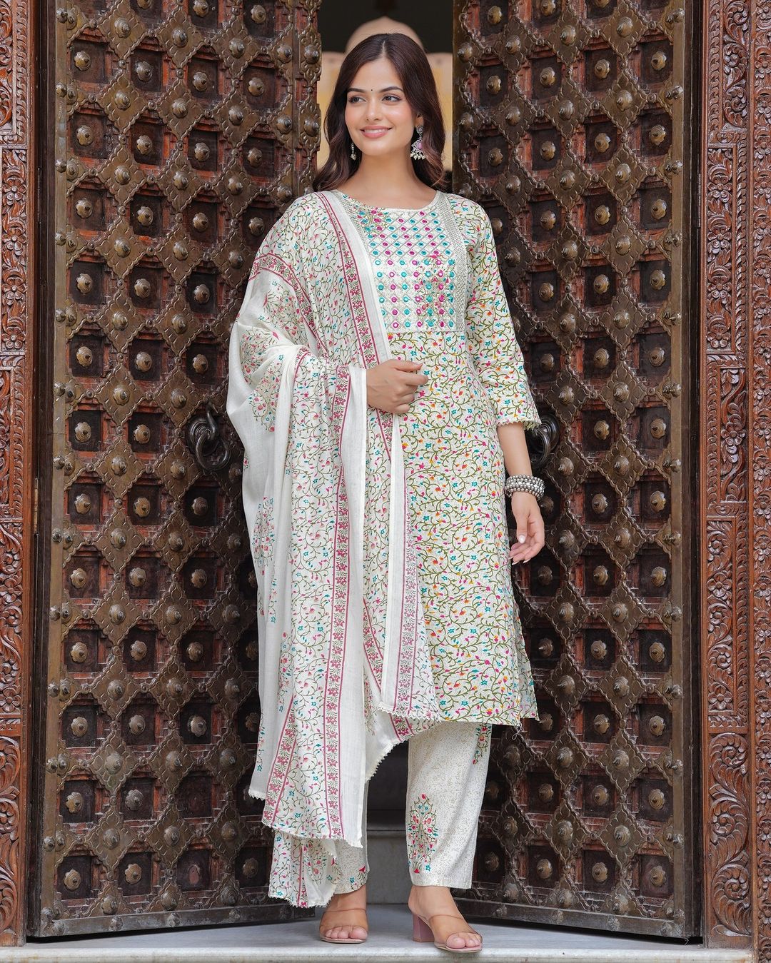 Beige Printed Kurta and Pant Set | Elegant Simplicity Meets Sophistication