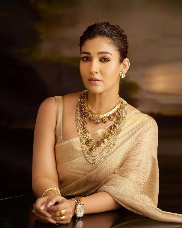 Nayanthara Looks Regal in Off-White Silk Saree