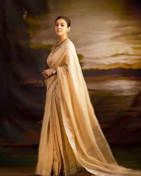 Nayanthara Looks Regal in Off-White Silk Saree