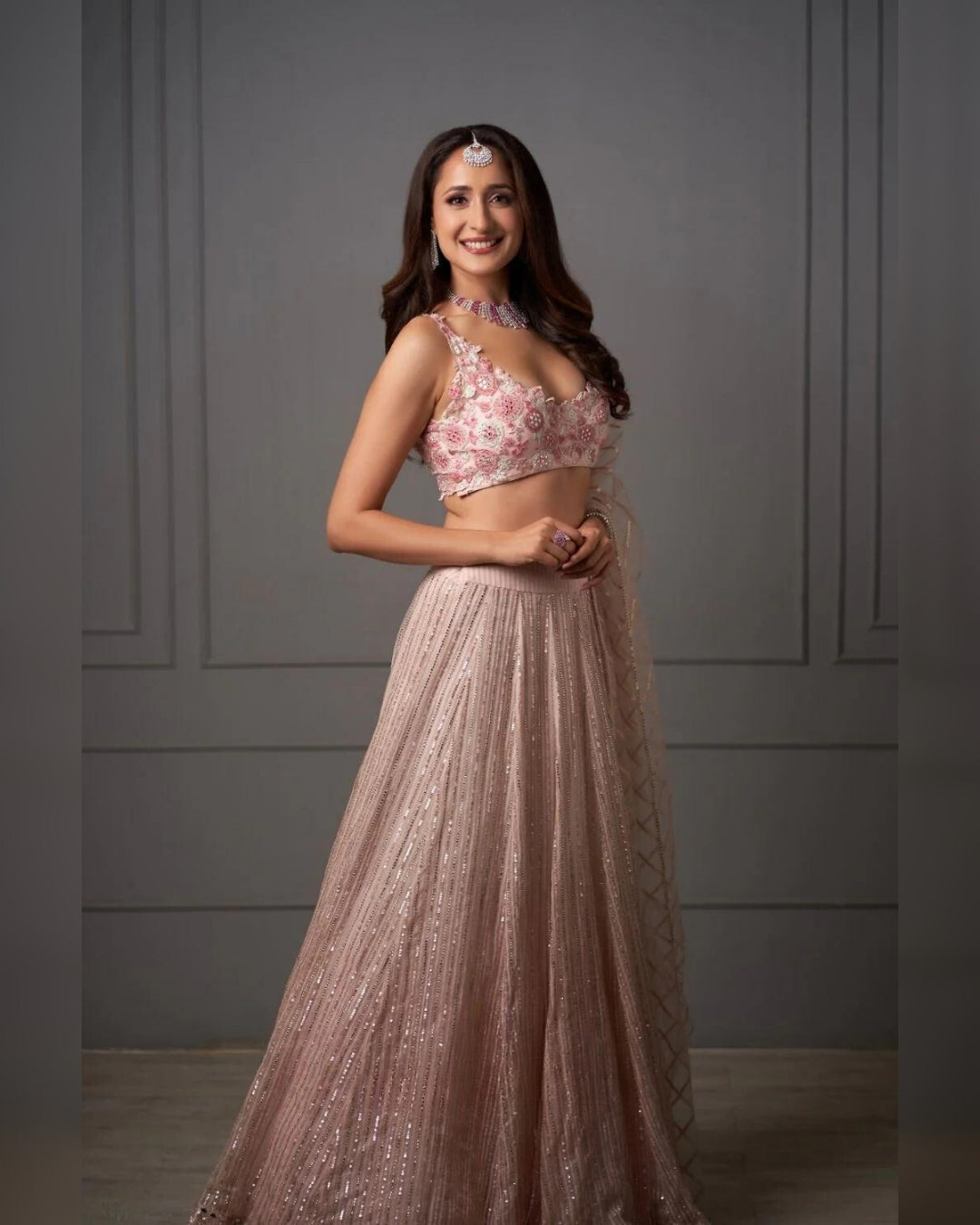 Pragya Jaiswal Peach Ghicha Lehenga | Elegant and Timeless Ethnic Wear