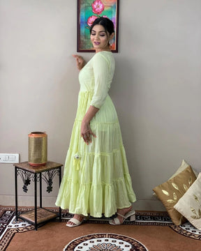 Embroidered Cotton Lurex Anarkali Gown | Stylish and Elegant Ethnic Wear