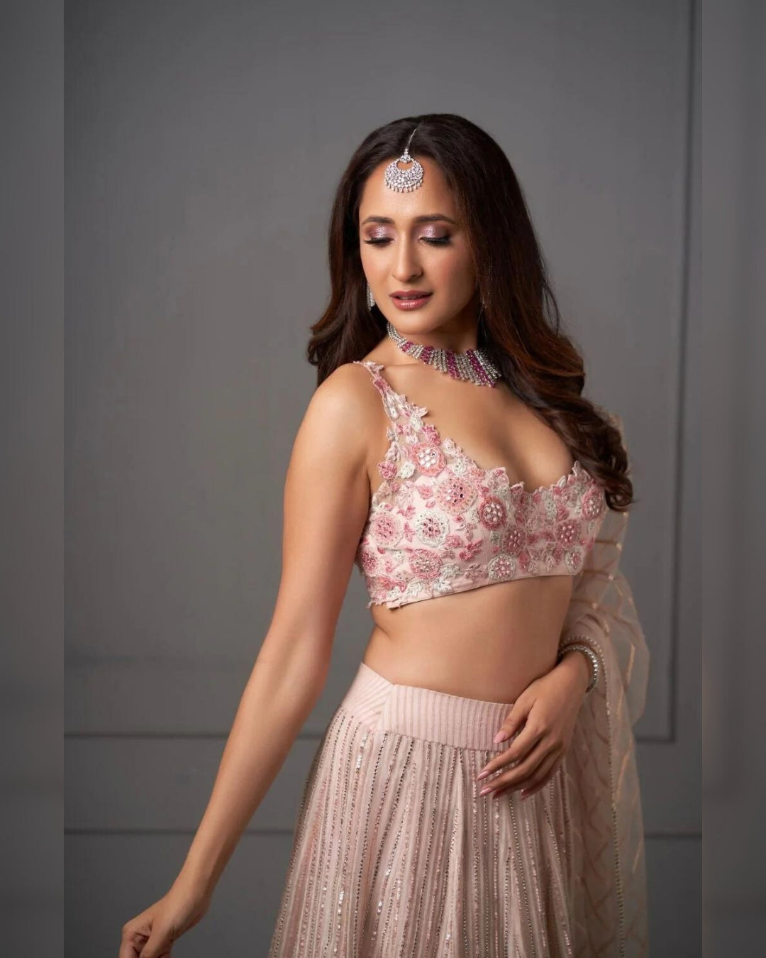 Pragya Jaiswal Peach Ghicha Lehenga | Elegant and Timeless Ethnic Wear