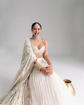 Diipa Khosla Ivory Georgette Lehenga | Elegant and Radiant Ethnic Wear