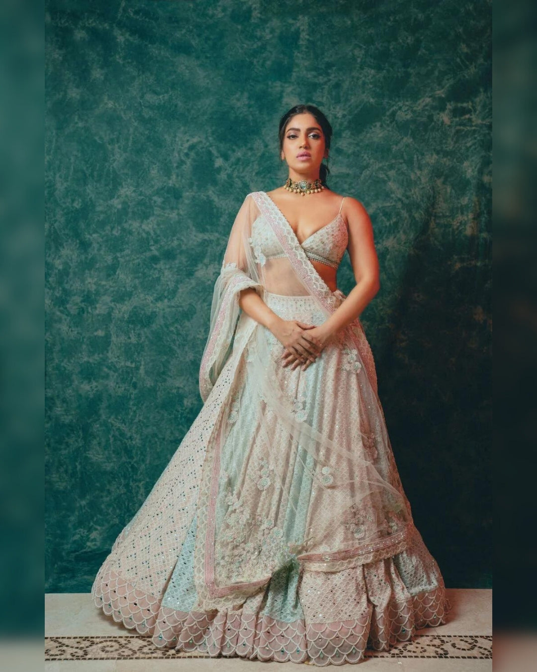 Bhumi Pednekar Multitone Chikankari Lehenga | Elegant and Vibrant Ethnic Wear