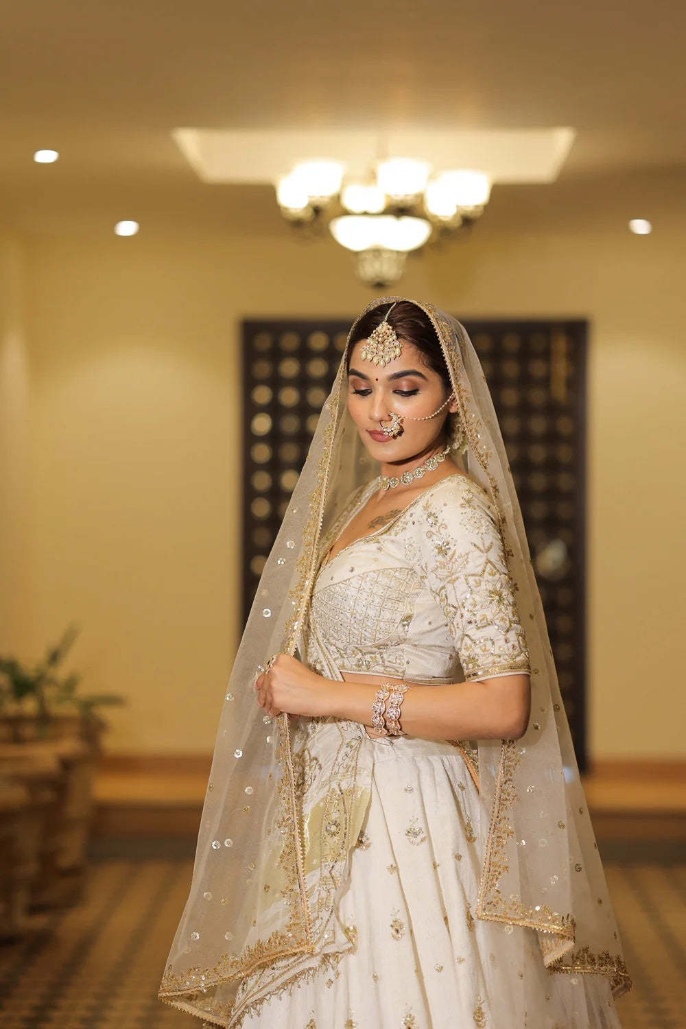 Beautiful Moonlight White Raw Silk Chaniya Choli for Festive Elegance