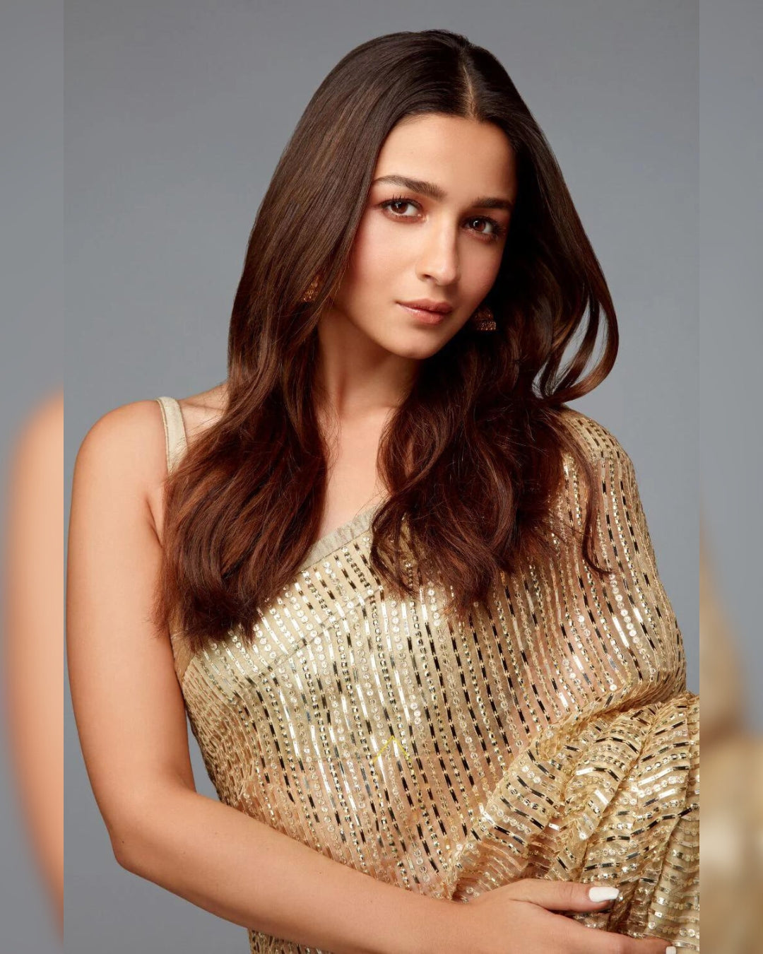 Alia Bhatt Golden Sequin Work Saree | Glamorous and Elegant Evening Wear