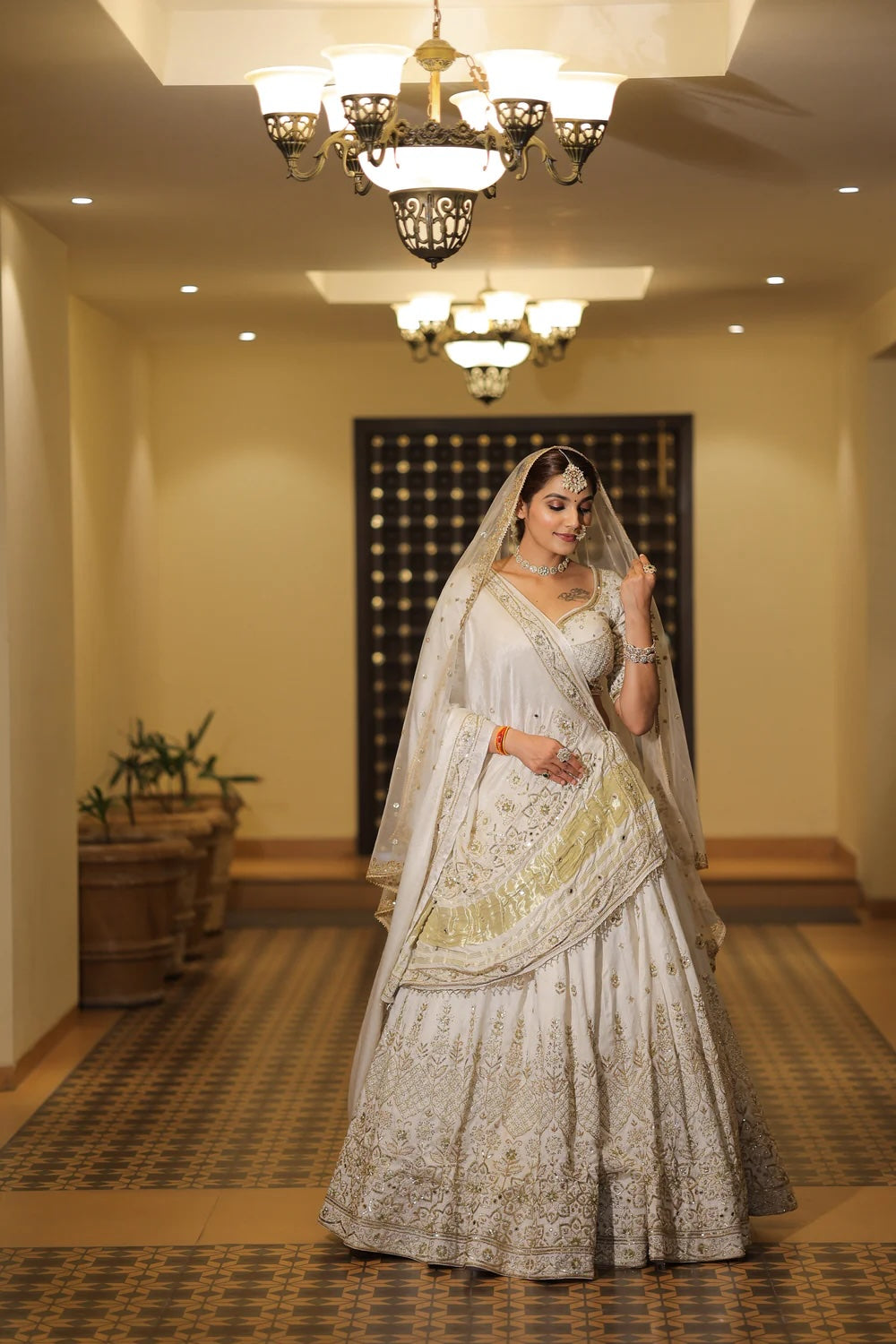 Beautiful Moonlight White Raw Silk Chaniya Choli for Festive Elegance