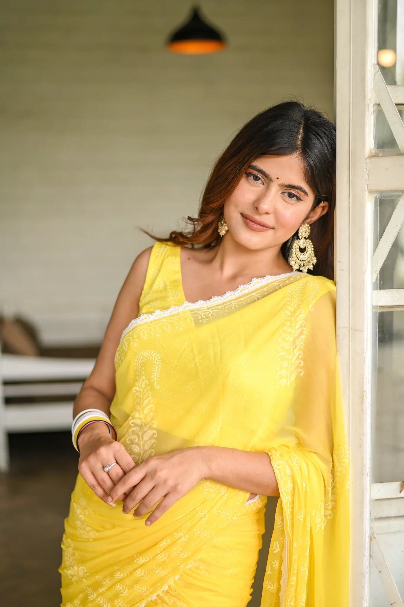 Sunshine Bloom Yellow Chiffon Saree