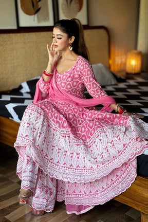 Zeenat Chikankari Anarkali Set | Exquisite Traditional Craftsmanship