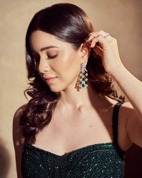 Sara Tendulkar Emerald Swarovski Gown | Elegant and Dazzling Evening Wear