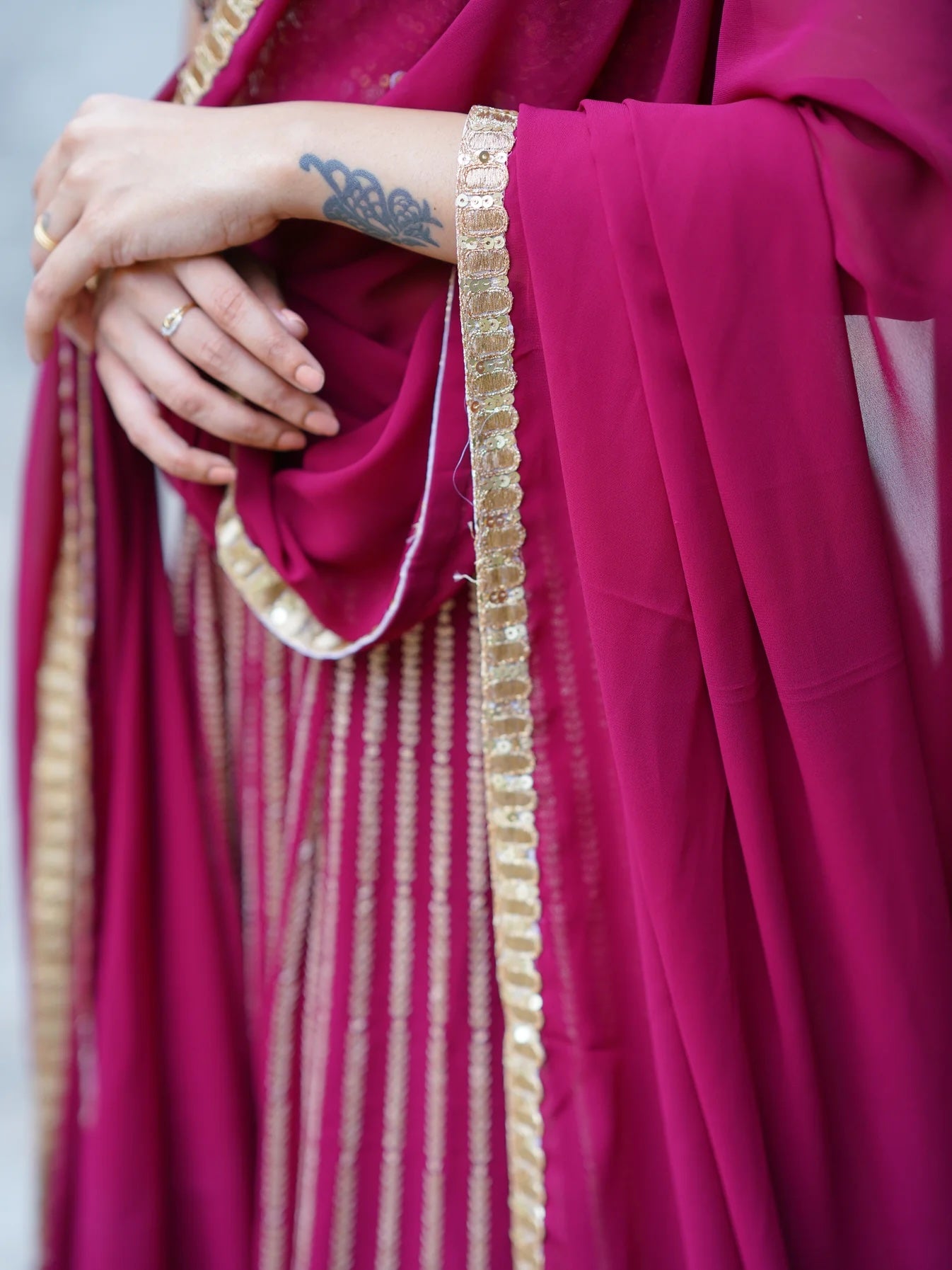 Dazzling Magenta Sequins Georgette Engagement Wear Lehenga Choli