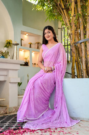 Pastel Chiffon Blossom Floral Prints Saree