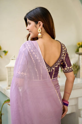 Princessa Pure Silk Organza Saree with Hand Embroidered Gota Blouse