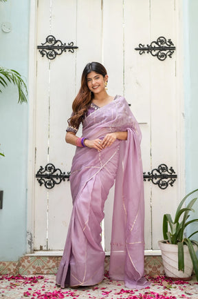 Princessa Pure Silk Organza Saree with Hand Embroidered Gota Blouse