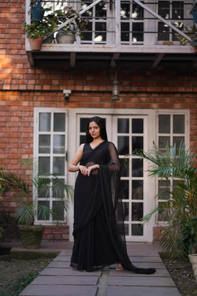 Black Lightweight Chiffon Saree