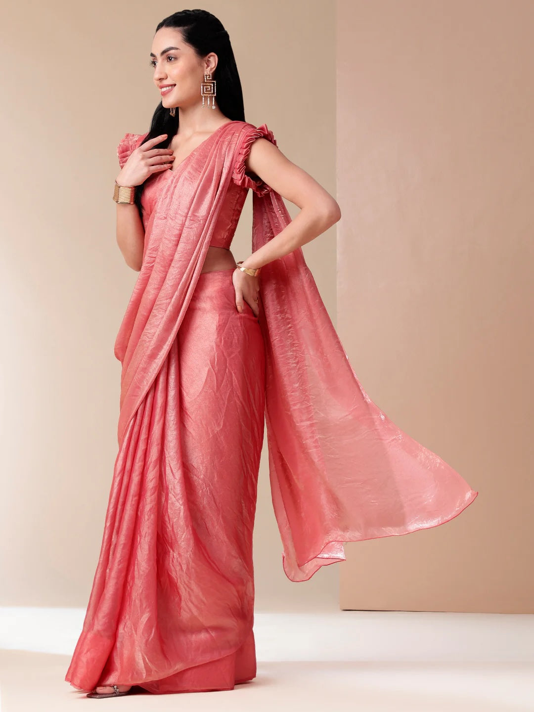 Tissue Saree with Lace Border