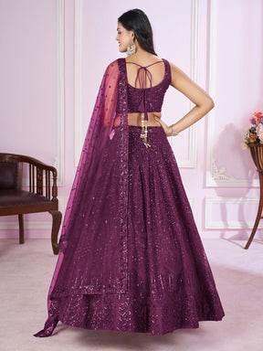 Gorgeous Purple Sequins Net Designer Lehenga Choli with Dupatta