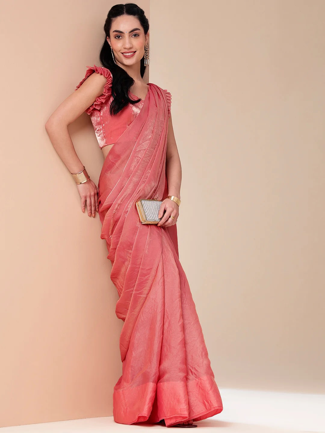 Tissue Saree with Lace Border