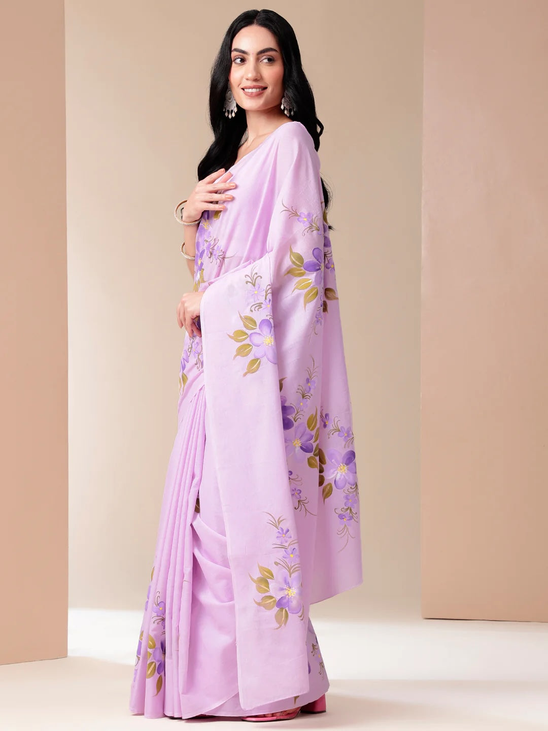 Sunset Hand painted Cotton Silk Saree