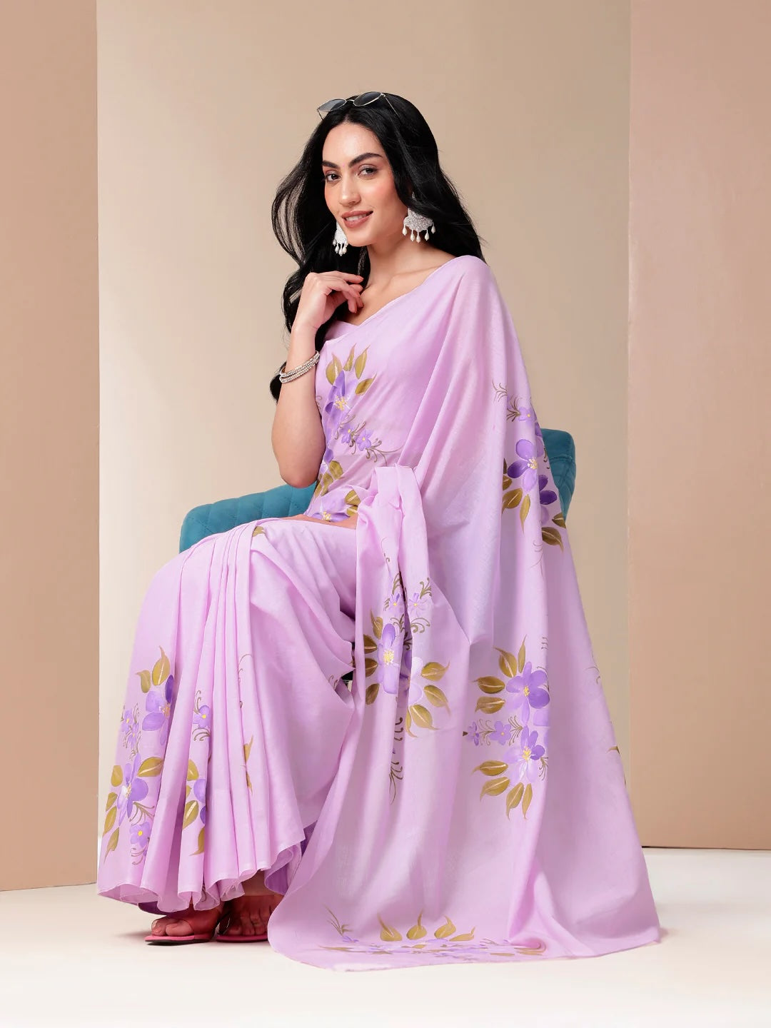 Sunset Hand painted Cotton Silk Saree