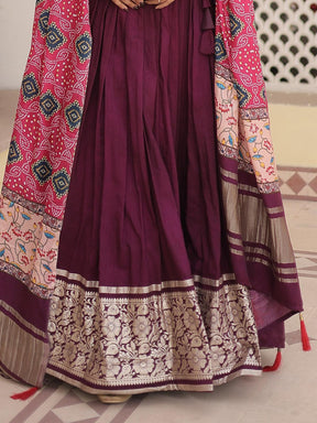 Gorgeous Purple Jacquard Wedding Lehenga Choli with Gaji Silk Dupatta