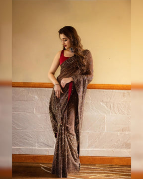 Trisha Krishnan Coffee Chikankari Saree | Elegant and Timeless Ethnic Wear