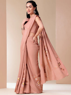 Handpainted Cotton Silk Saree – Sunset Glow