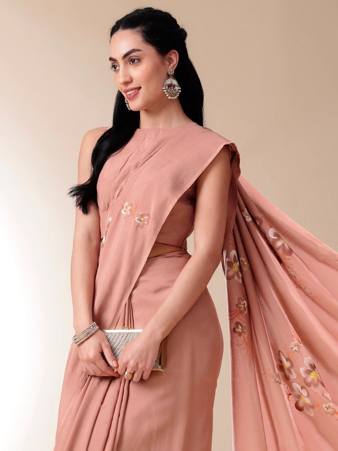 Handpainted Cotton Silk Saree – Sunset Glow