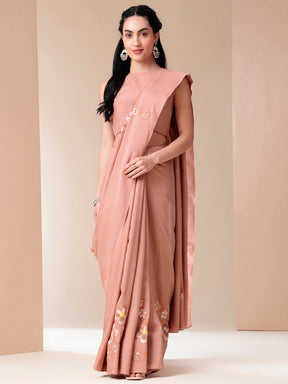 Handpainted Cotton Silk Saree – Sunset Glow