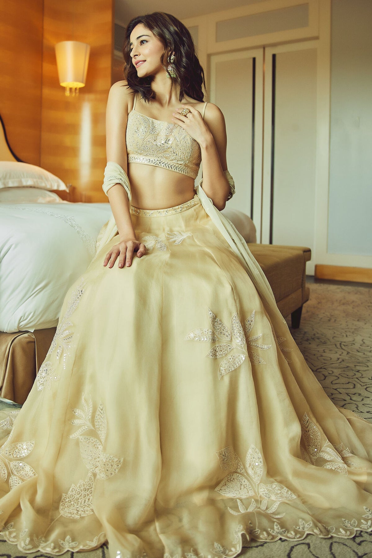 Ananya Pandey Stuns in Muted-Hued Lehenga with Whimsical Motifs