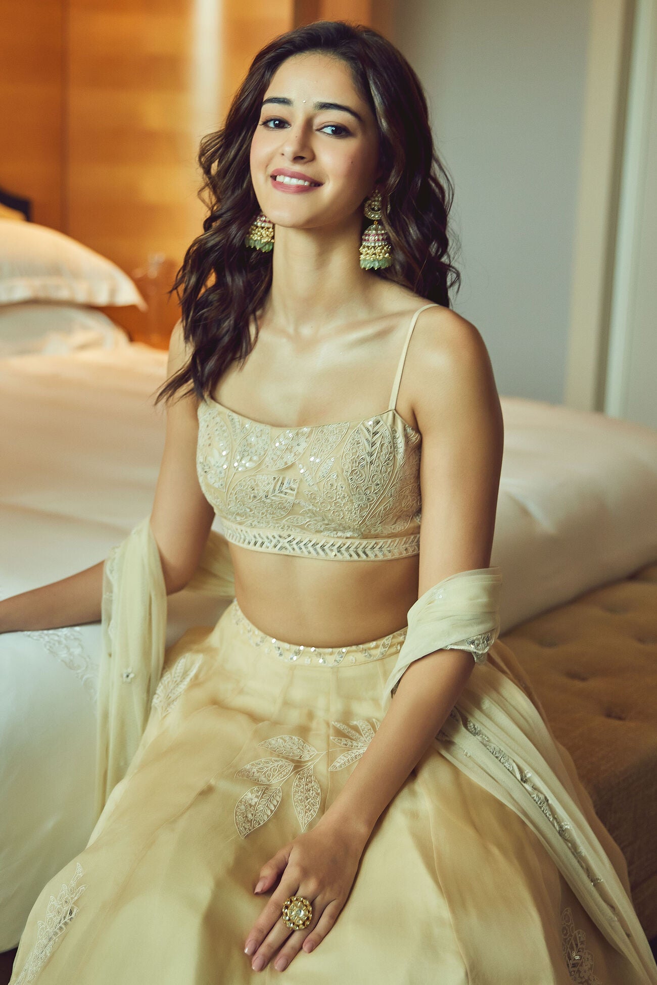 Ananya Pandey Stuns in Muted-Hued Lehenga with Whimsical Motifs