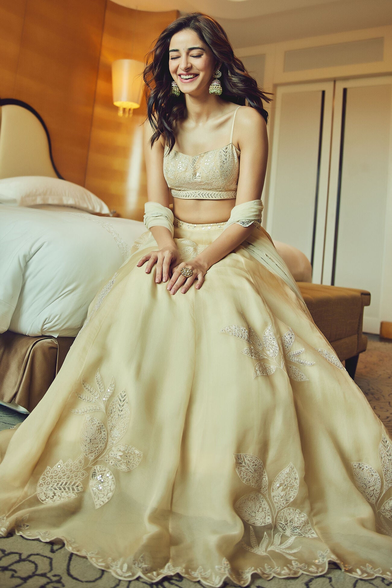 Ananya Pandey Stuns in Muted-Hued Lehenga with Whimsical Motifs