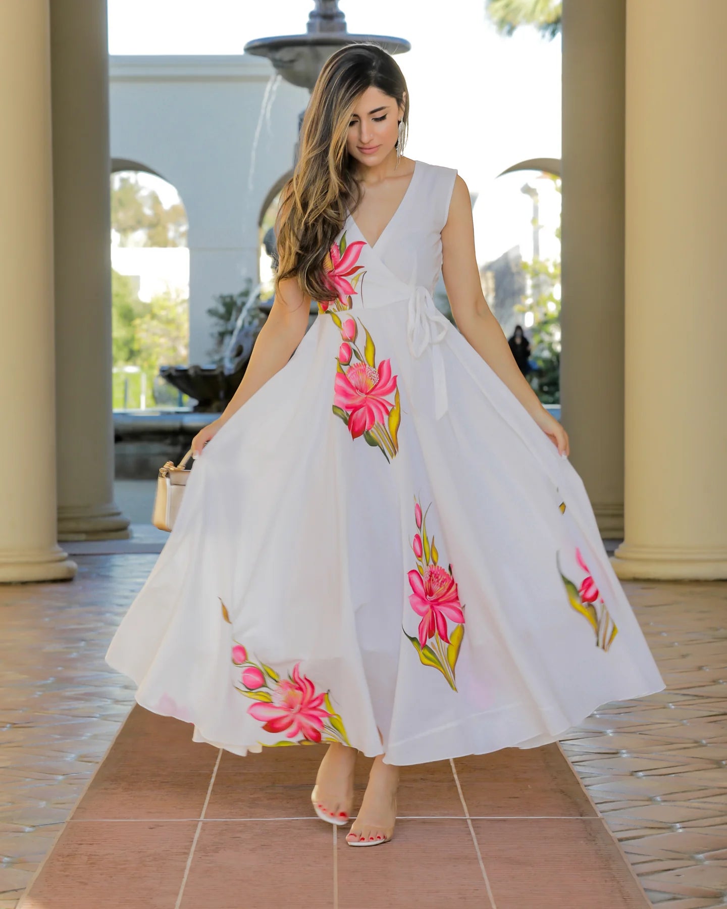 White Shell Handpainted Cotton Dress – Rim Zim Fashion