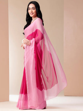 Pink Ombre Chiffon Saree