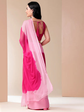 Pink Ombre Chiffon Saree