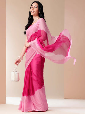 Pink Ombre Chiffon Saree