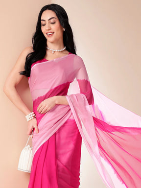 Pink Ombre Chiffon Saree