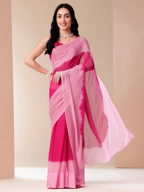 Pink Ombre Chiffon Saree