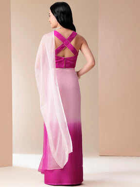 Pink Sunrise Chiffon Saree