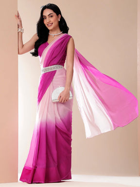 Pink Sunrise Chiffon Saree